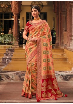 Reddish Color Dola Silk Saree